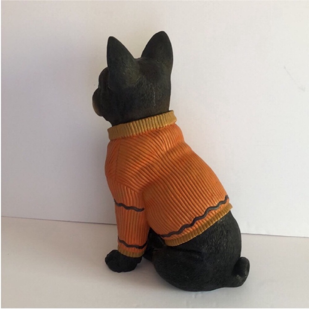 French Bulldog Figurine with a pumpkin Sweater - Picture 4 of 16